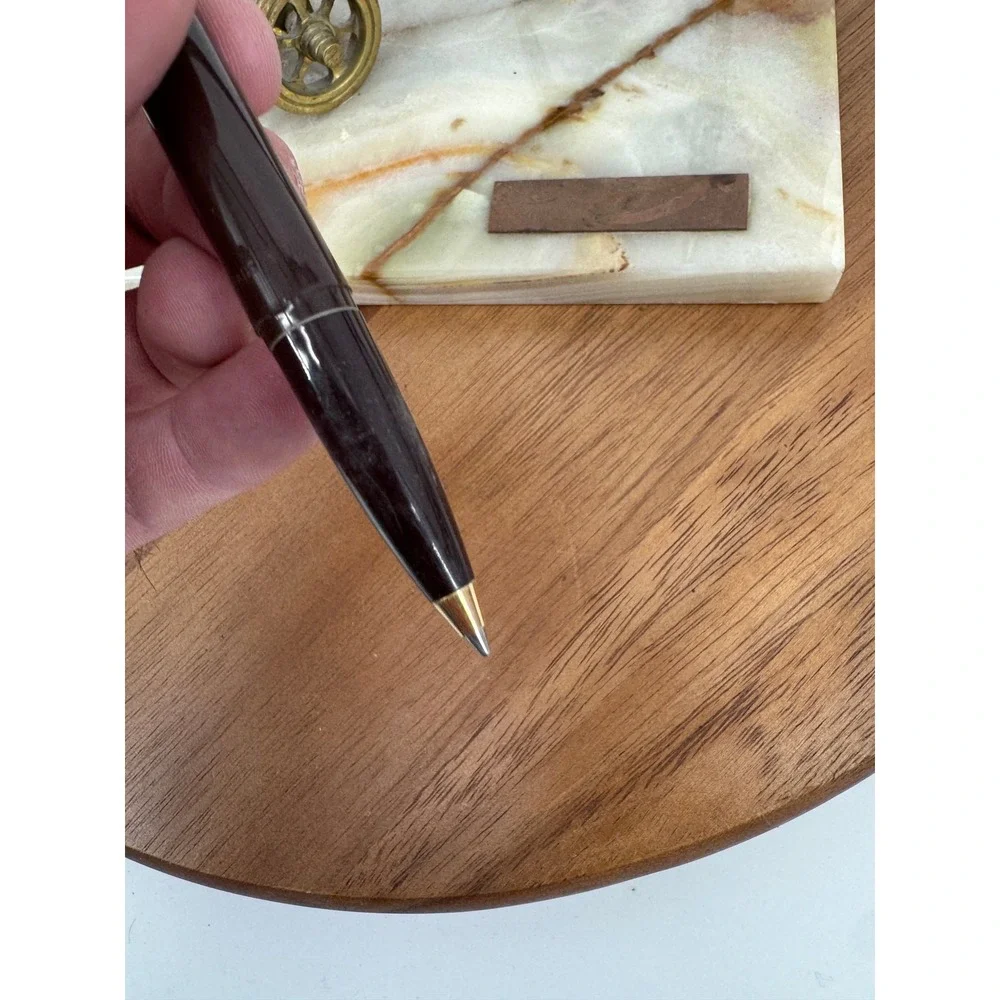 Vintage Onyx Marble Desk Set Brass Cannon Double Pen Stand Executive Office
